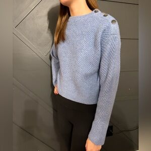 Lulu's Light Blue Crew Neck Sweater with Button Accents